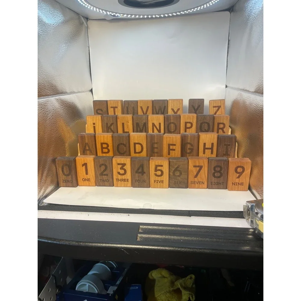 26 English Wood Alphabet Blocks cap and Lower case along with 10 num Wood Blocks